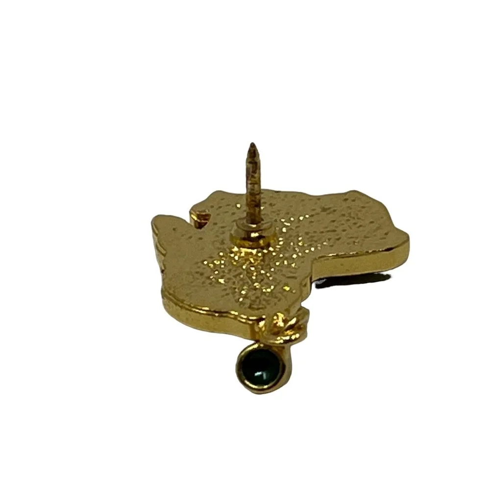 Australia Tasmania Map Brooch Green Enamel Gold Tone Tie Pin‎